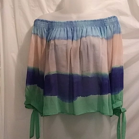 Zara Boho Off Shoulder Ombre Tie Dye Top - Picture 4 of 7